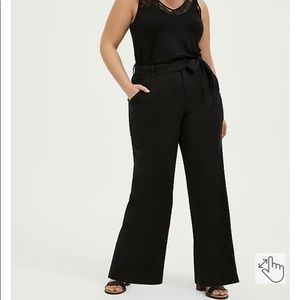 TORRID BLACK LINEN SELF TIE WIDE LEG PANT